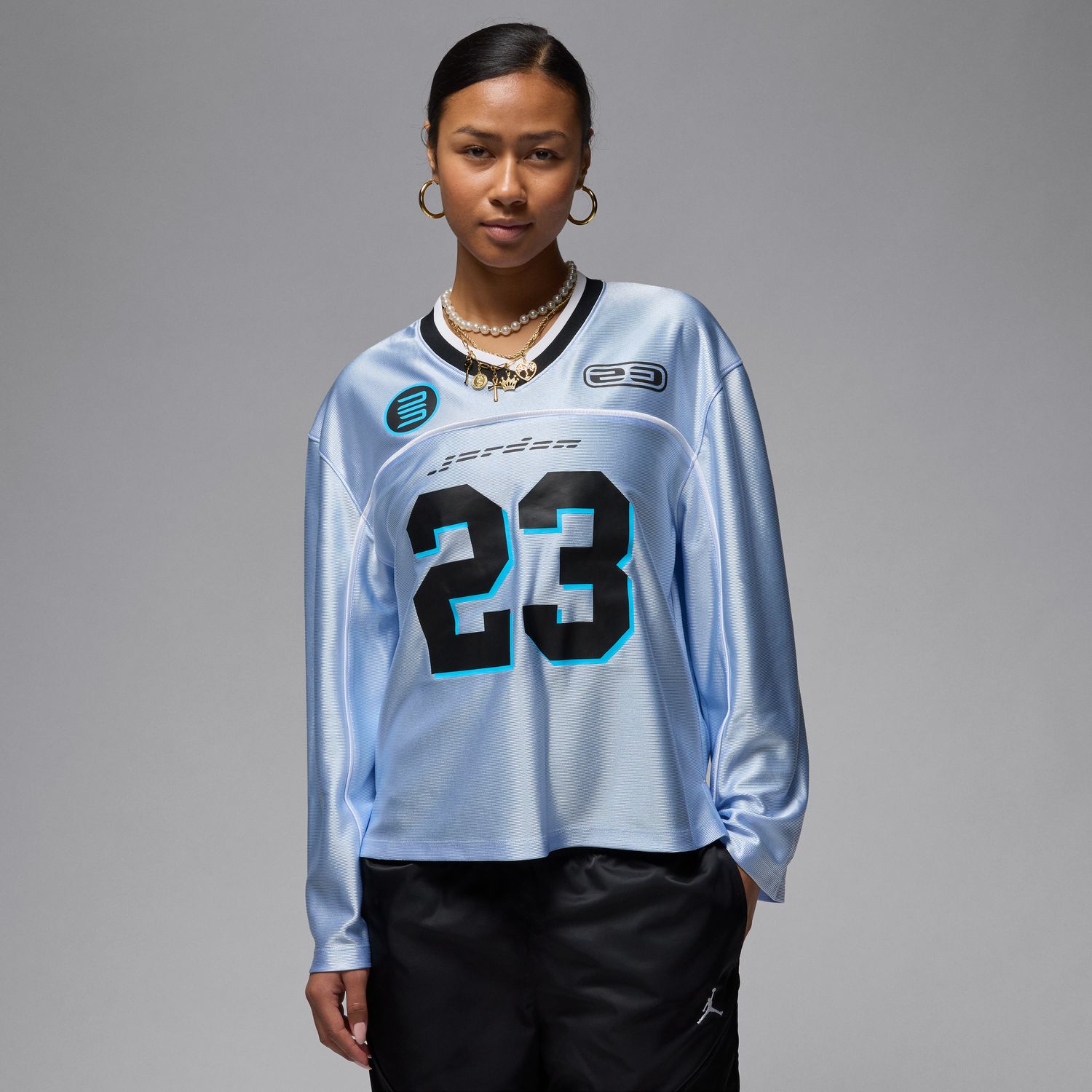 Jordan Wmns Long-Sleeve Jersey Top Hydrogen Blue - Dámské - Triko Jordan - Modré - HF9459-407 - Velikost: L