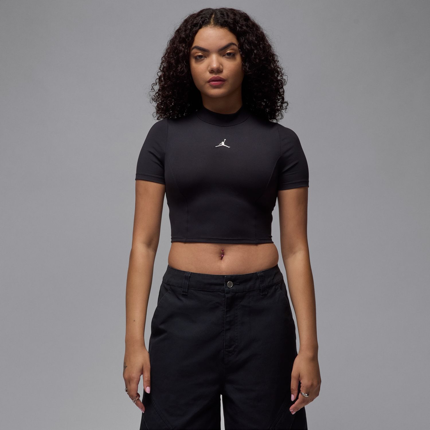 Levně Jordan Wmns Short-Sleeve Knit Crop Top Black - Dámské - Triko Jordan - Černé - HJ0083-010