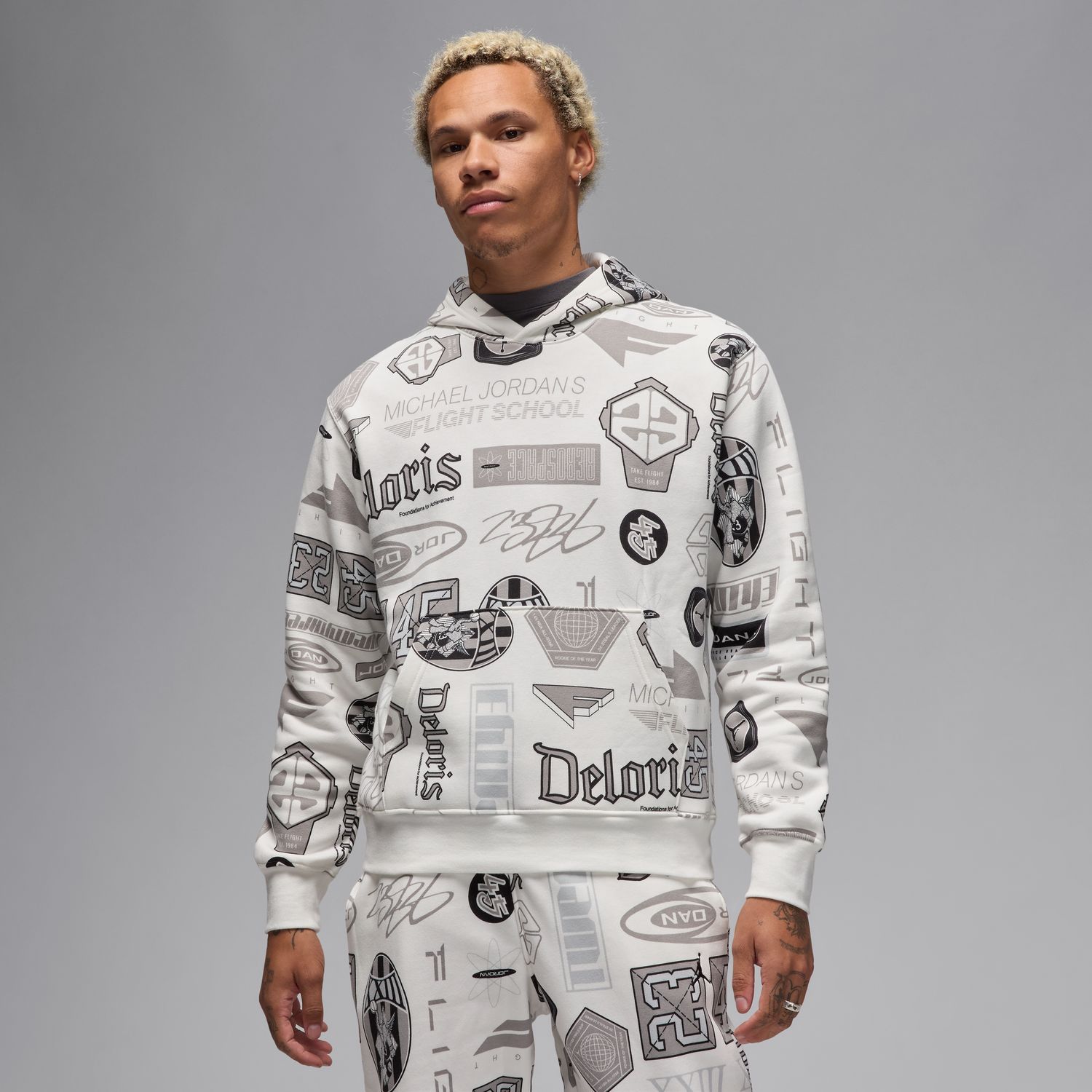 Jordan Essentials Printed Fleece Pullover Hoodie White - Pánské - Mikina Jordan - Bílé - HM7254-133 - Velikost: 3XL