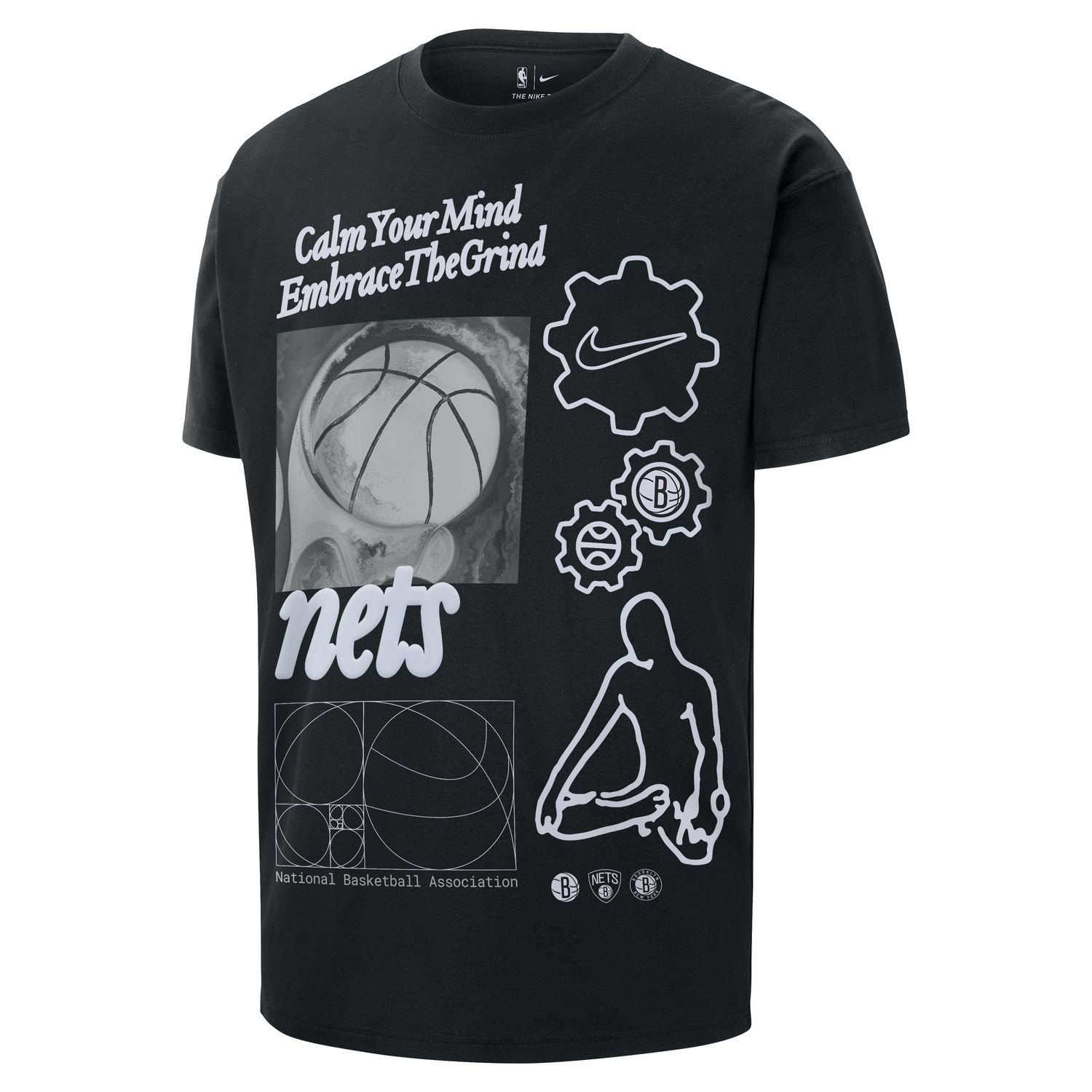 Nike NBA Max90 Brooklyn Nets Courtside Tee Black - Pánské - Triko Nike - Černé - HQ0625-010 - Velikost: 2XL