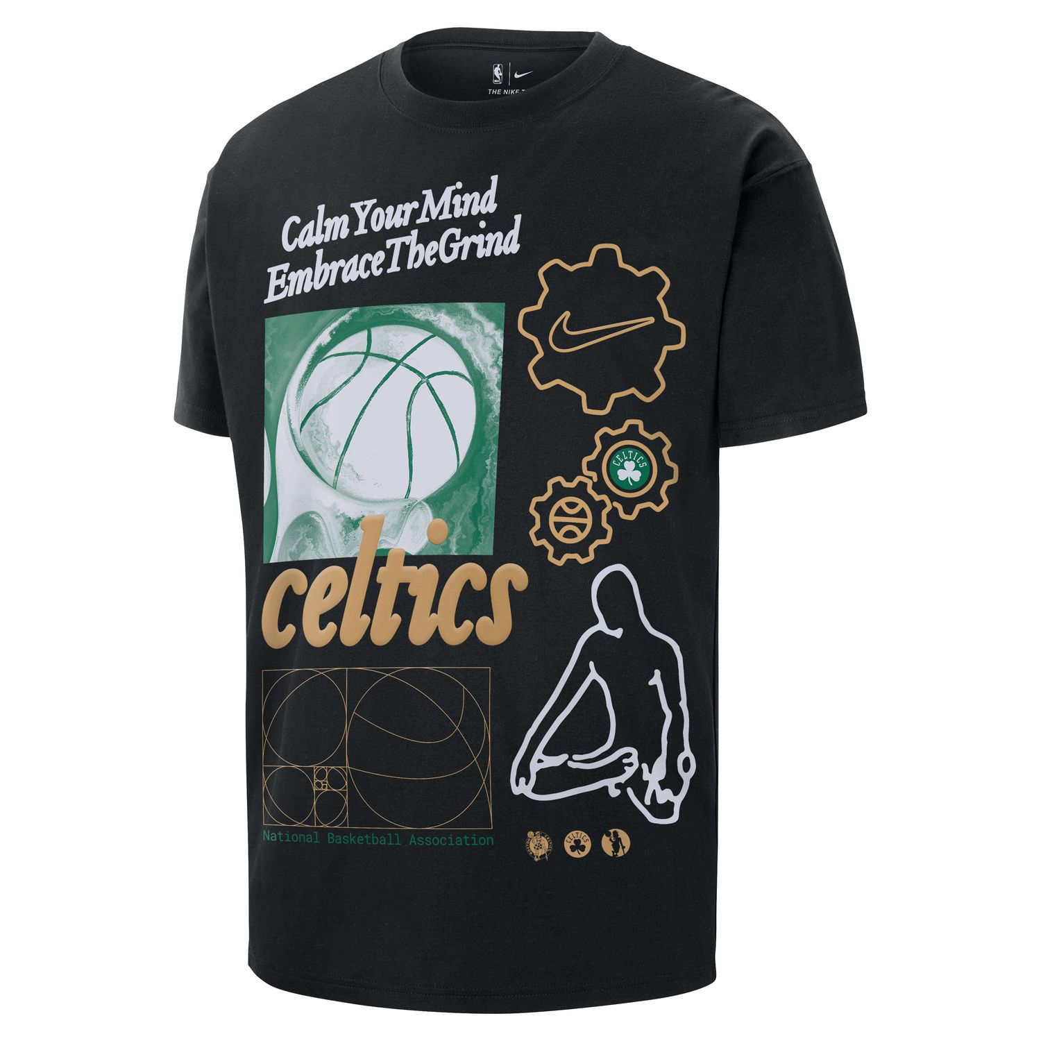 Nike NBA Max90 Boston Celtics Courtside Tee Black - Pánské - Triko Nike - Černé - HQ0626-010 - Velikost: 2XL