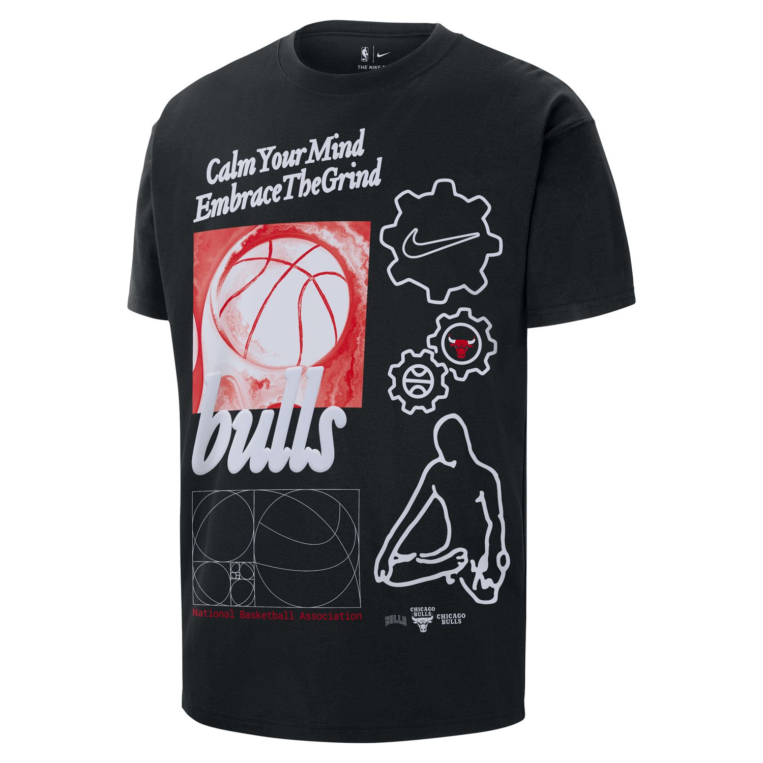 Nike NBA Max90 Chicago Bulls Courtside Tee - Pánské - Triko Nike - Černé - HQ0628-010 - Velikost: S