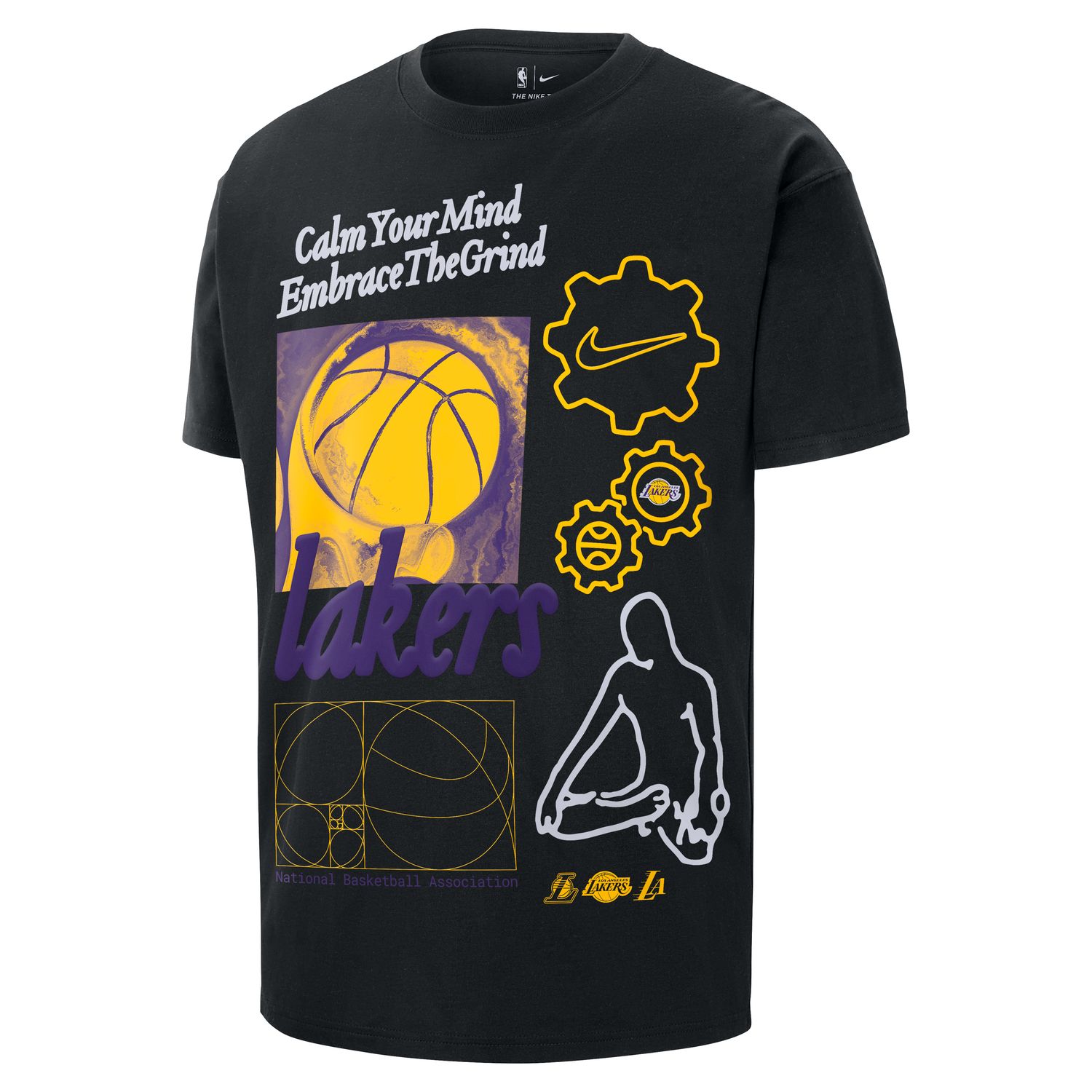 Nike NBA Max90 Los Angeles Lakers Courtside Tee - Pánské - Triko Nike - Černé - HQ0631-010 - Velikost: L