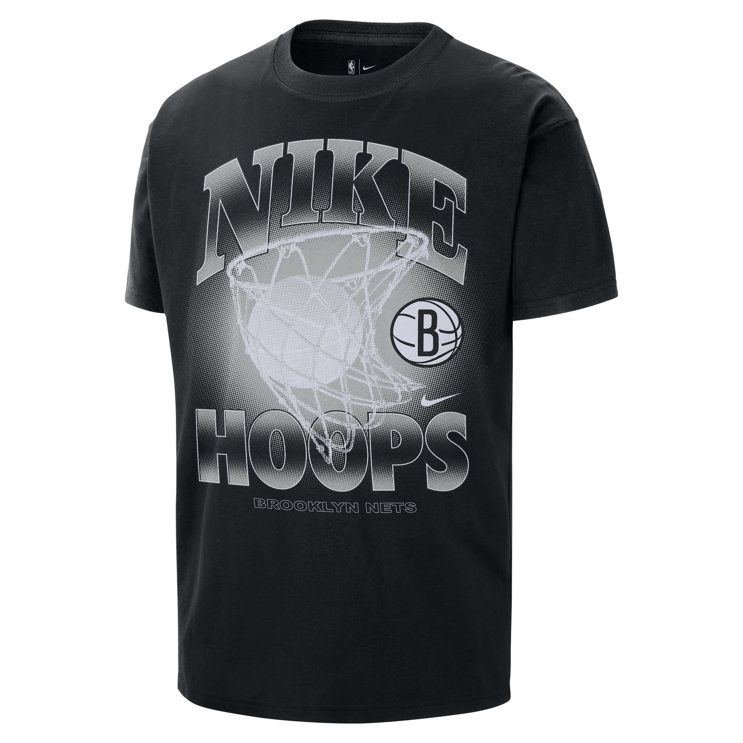 Nike NBA Max90 Brooklyn Nets Courtside Tee - Pánské - Triko Nike - Černé - HQ1264-010 - Velikost: 2XL