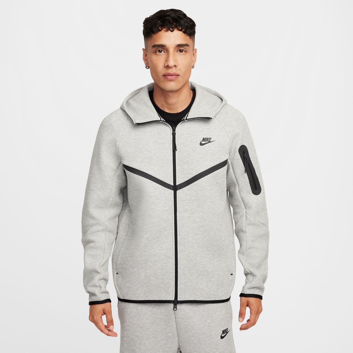 Nike Tech Full-Zip Windrunner Hoodie Heather Grey - Pánské - Mikina Nike - Šedé - HV0949-063 - Velikost: 2XL