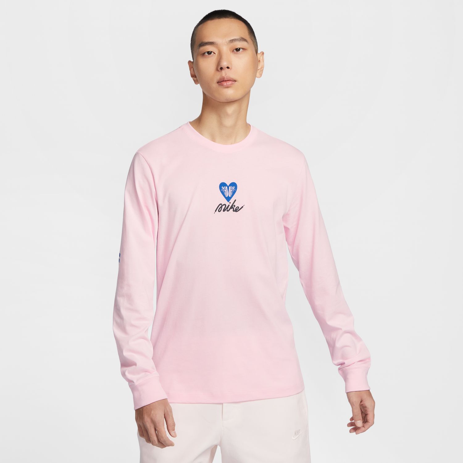 Nike Sportswear Vday Long-Sleeved Tee Pink Foam - Pánské - Triko Nike - Růžové - HV9807-663 - Velikost: L