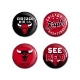WinCraft NBA Chicago Bulls Button 4 Pack - Červené - Odznaky