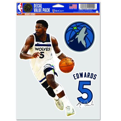 WinCraft NBA Anthony Edwards Minnesota Timberwolves Multi Use Decal - Vícebarevné - Nálepky