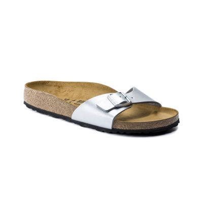 Birkenstock Madrid Birko-Flor Silver Regular Fit - Šedé - Sandály Birkenstock Madrid Birko-Flor Silver Regular Fit - Šedé - Sandály
