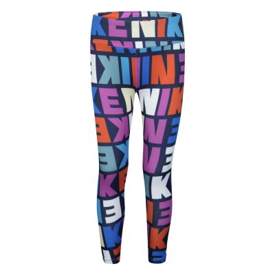 Nike Girls Block Print AOP Leggings Obsidian - Vícebarevné - Legíny
