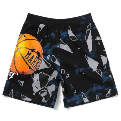 Market Shattered Backboard Tie-Dye Sweatshorts Black - Černé - Kraťasy