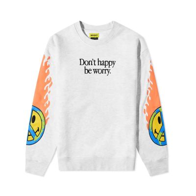 Market Smiley Earth On Fire Crewneck - Šedé - Mikina