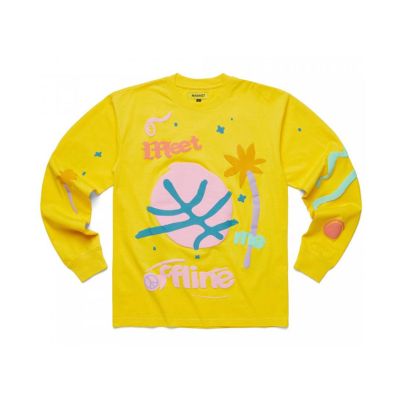 Market Meet Me Offline Longsleeve Tee Yellow - Žluté - Triko