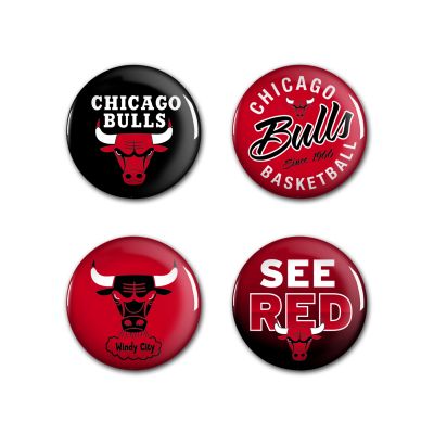 WinCraft NBA Chicago Bulls Button 4 Pack - Červené - Odznaky