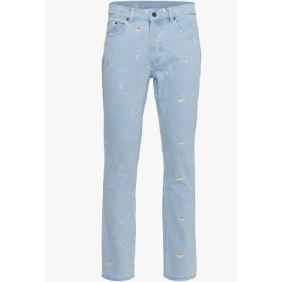 Karl Kani Small Signature Daisy Straight Leg Five Pocket Denim blea - Modré - Kalhoty