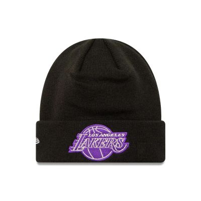 New Era Knit Medium NBA Metallic Los Angeles Lakers Beanie - Černé - Čepice