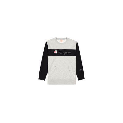 Champion Colour Block Kangaroo Pocket Reverse Weave Sweatshirt - Šedé - Mikina