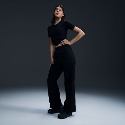 Nike Windrunner Wmns High-Waisted Woven Open-Hem Pants Black - Černé - Kalhoty