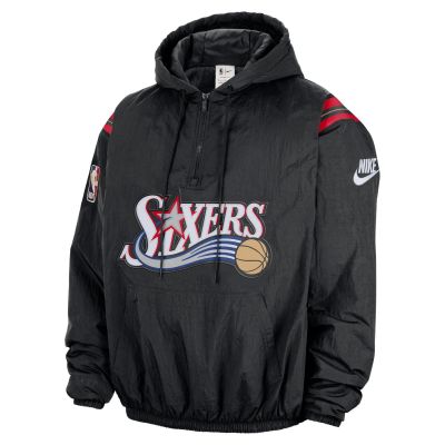 Nike Therma-FIT NBA Philadelphia 76ers Hardwood Clasics 1/2-Zip Hoodie - Černé - Mikina