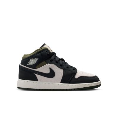 Air Jordan 1 Mid "Off Noir Medium Olive" (GS) - Bílé - Tenisky