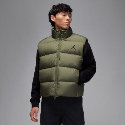 Jordan Flight Solid Down Vest Medium Olive - Hnědé - Vesta