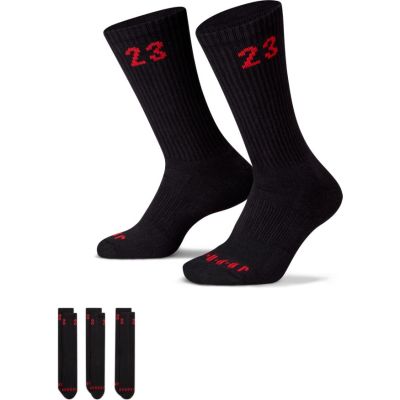 Jordan Essentials 3 Pack Crew Black/Red Socks - Černé - Ponožky