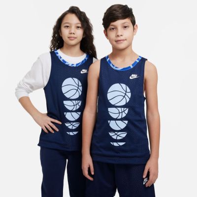 Nike Culture of Big Kids Reversible Basketball Jersey Midnight Navy - Modré - Dres