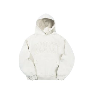 Market Vintage Arc Hoodie Unbleached Cotton - Bílé - Mikina