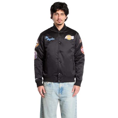 Mitchell & Ness NBA Blackout Heavyweight Lakers Satin Jacket - Černé - Bunda