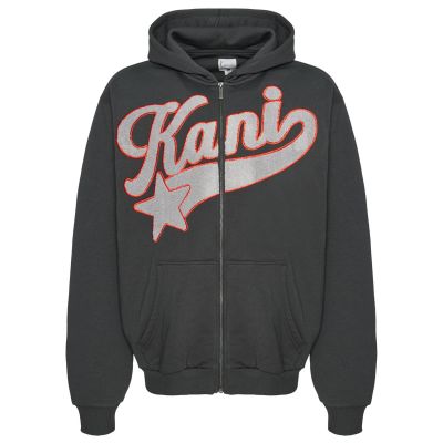 Karl Kani Star Logo Os Full Zip Hoodie Anthracite - Černé - Mikina