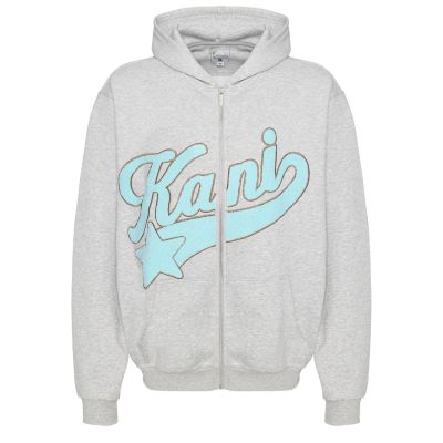 Kani Star Logo Os Full Zip Hoodie Grey Melange - Šedé - Mikina