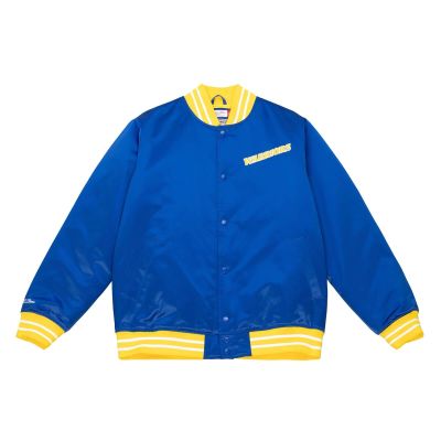 Mitchell & Ness NBA Golden State Warriors Heavyweight Satin Jacket - Modré - Bunda