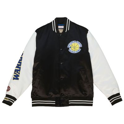 Mitchell & Ness NBA Golden State Warriors Team Origins Varsity Satin Jacket - Černé - Bunda