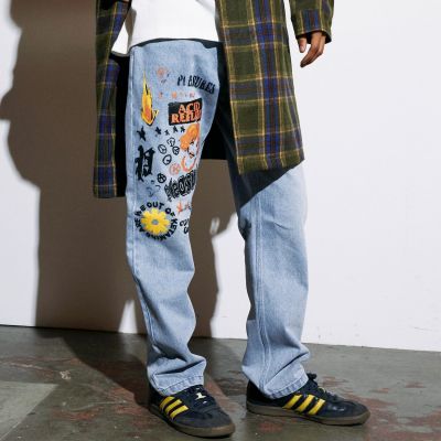 Pleasures Reflux 5 Pocket Denim Blue - Modré - Kalhoty