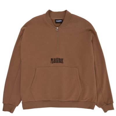 Pleasures Karat Quarter Fleece Zip Leather - Hnědé - Mikina