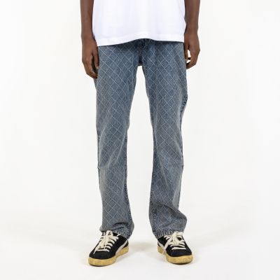 Pleasures Ingress 5 Pocket Denim Washed Indigo - Modré - Kalhoty