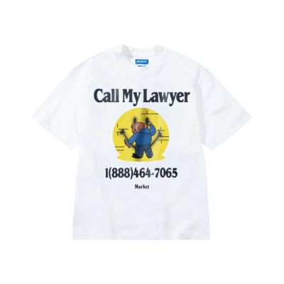 Market Smiley Call My Lawyer Bear T-Shirt White - Bílé - Triko