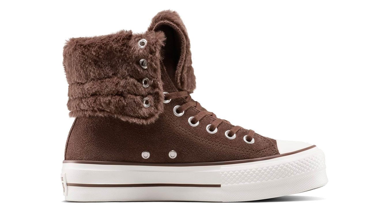 Converse Chuck Taylor All Star Fold-Over Lift Platform XHi Faux Fur - Dámské - Tenisky Converse - Hnědé - A15230C - Velikost: 39
