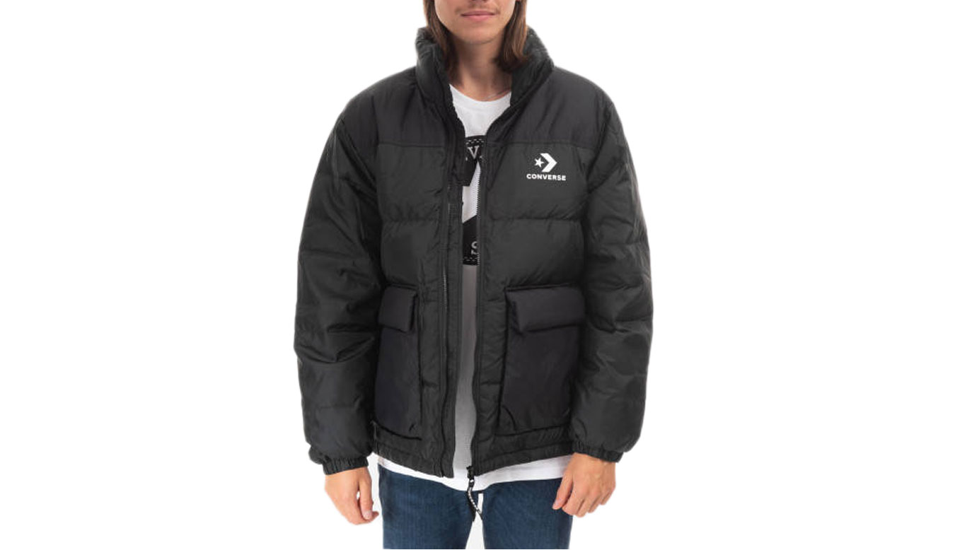 Levně Converse Short Down Jacket - Pánské - Bunda Converse - Černé - 10023755-A03