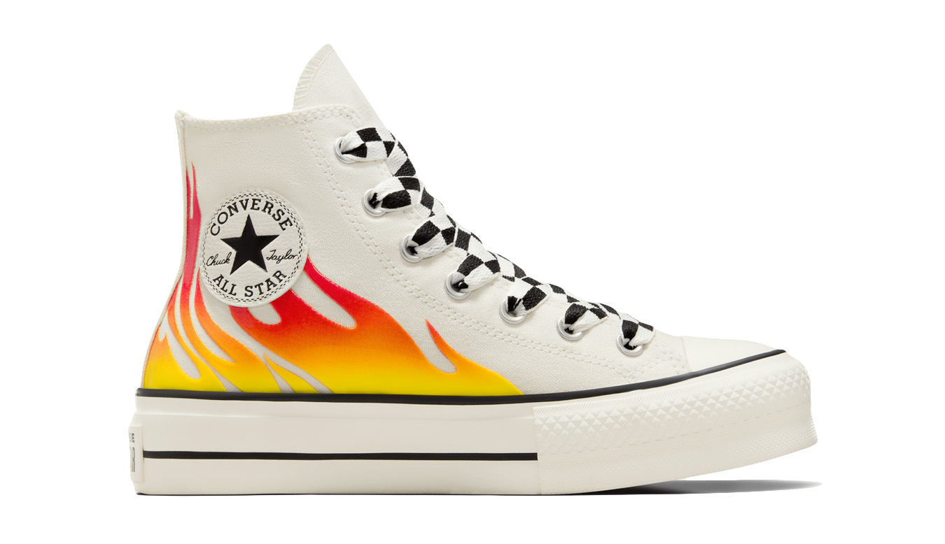 Converse Chuck Taylor All Star Lift Platform Flames - Dámské - Tenisky Converse - Bílé - A07892C - Velikost: 37.5