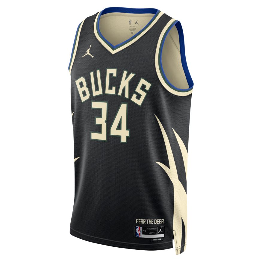 Levně Jordan Dri-FIT NBA Milwaukee Bucks Statement Edition 2022 Swingman Jersey - Pánské - Dres Jordan - Černé - DO9533-010