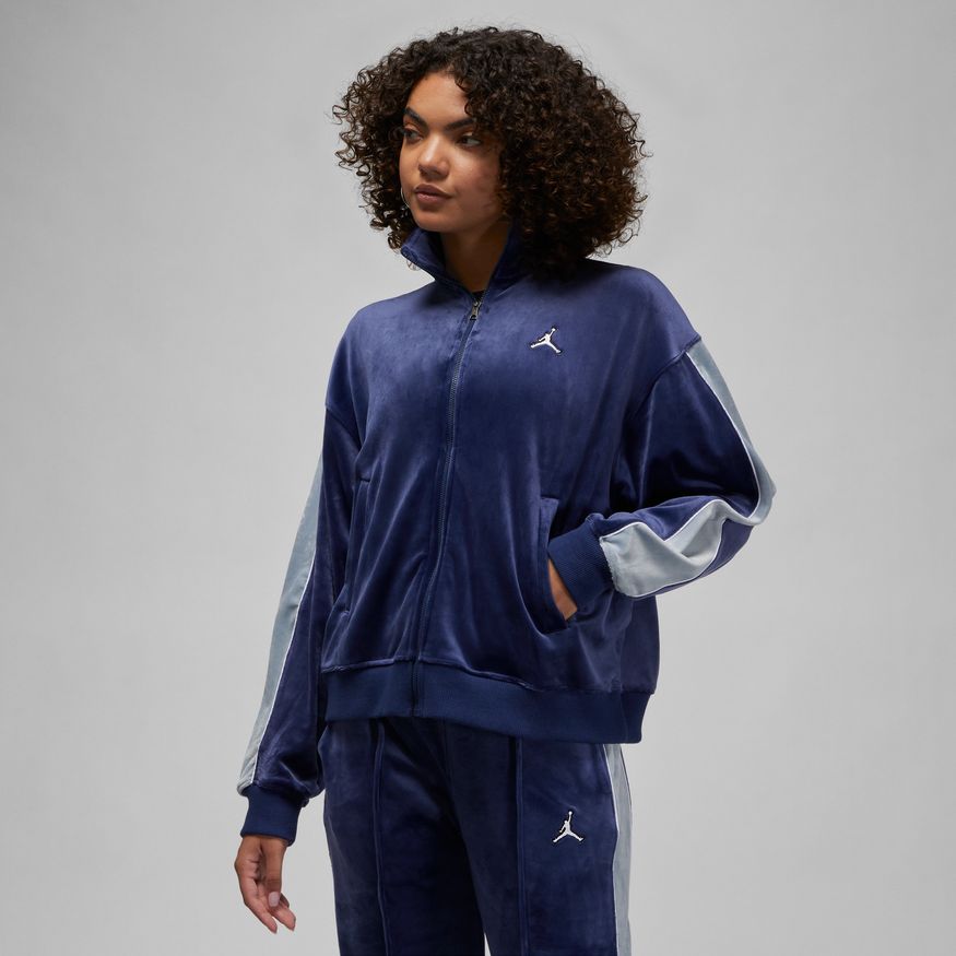 Jordan Flight Wmns Velour Full-Zip - Dámské - Mikina Jordan - Modré - DV1396-410 - Velikost: L