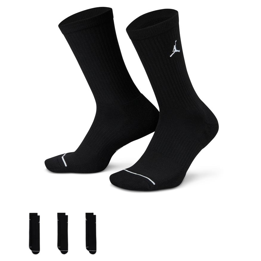Jordan Everyday Crew Socks 3-Pack Black - Unisex - Ponožky Jordan - Černé - DX9632-010 - Velikost: S