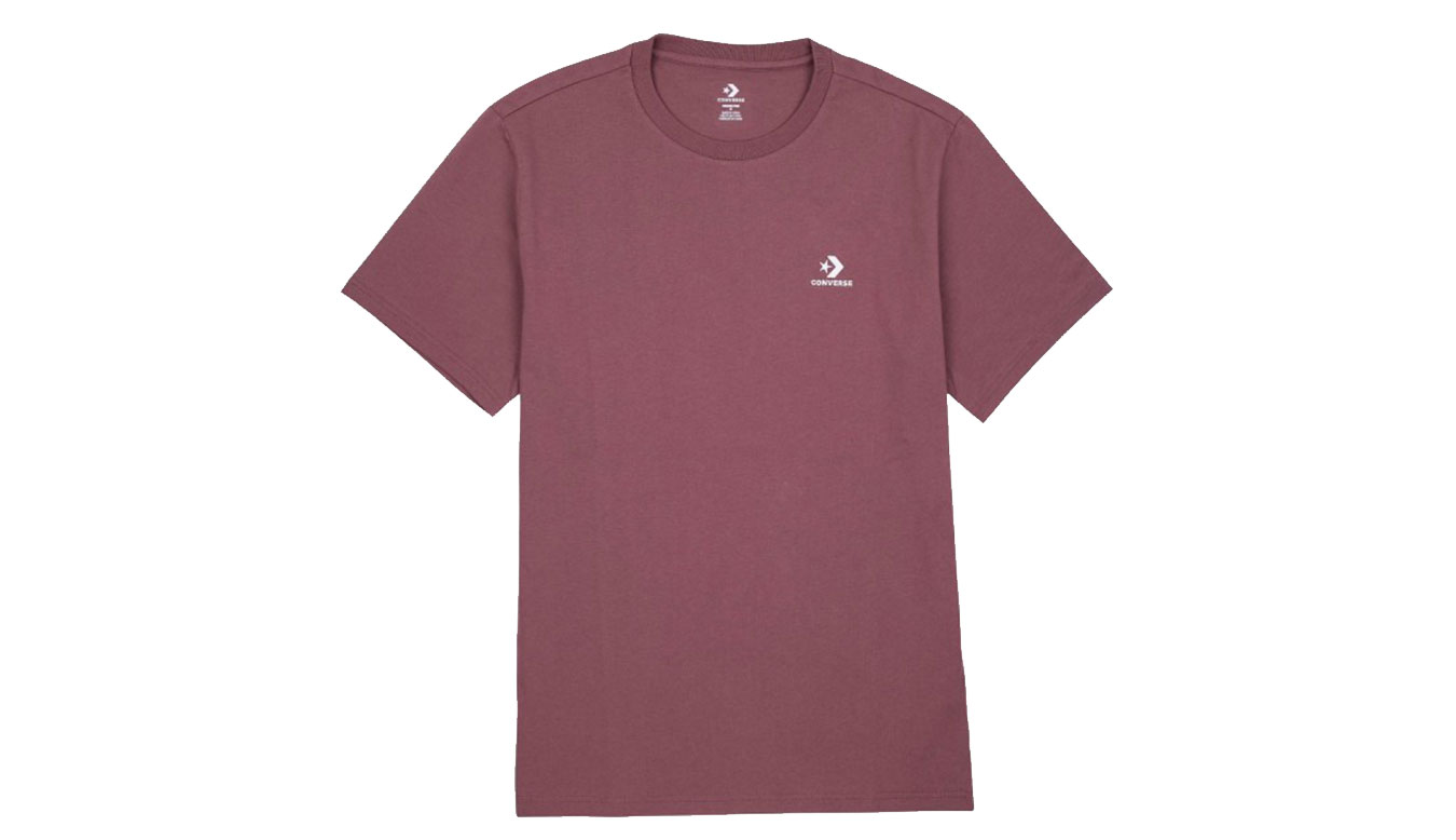 Levně Converse Standard Fit Left Chest Star Chevron Embroidered Tee L - Pánské - Triko Converse - Červené - 10023876-A57