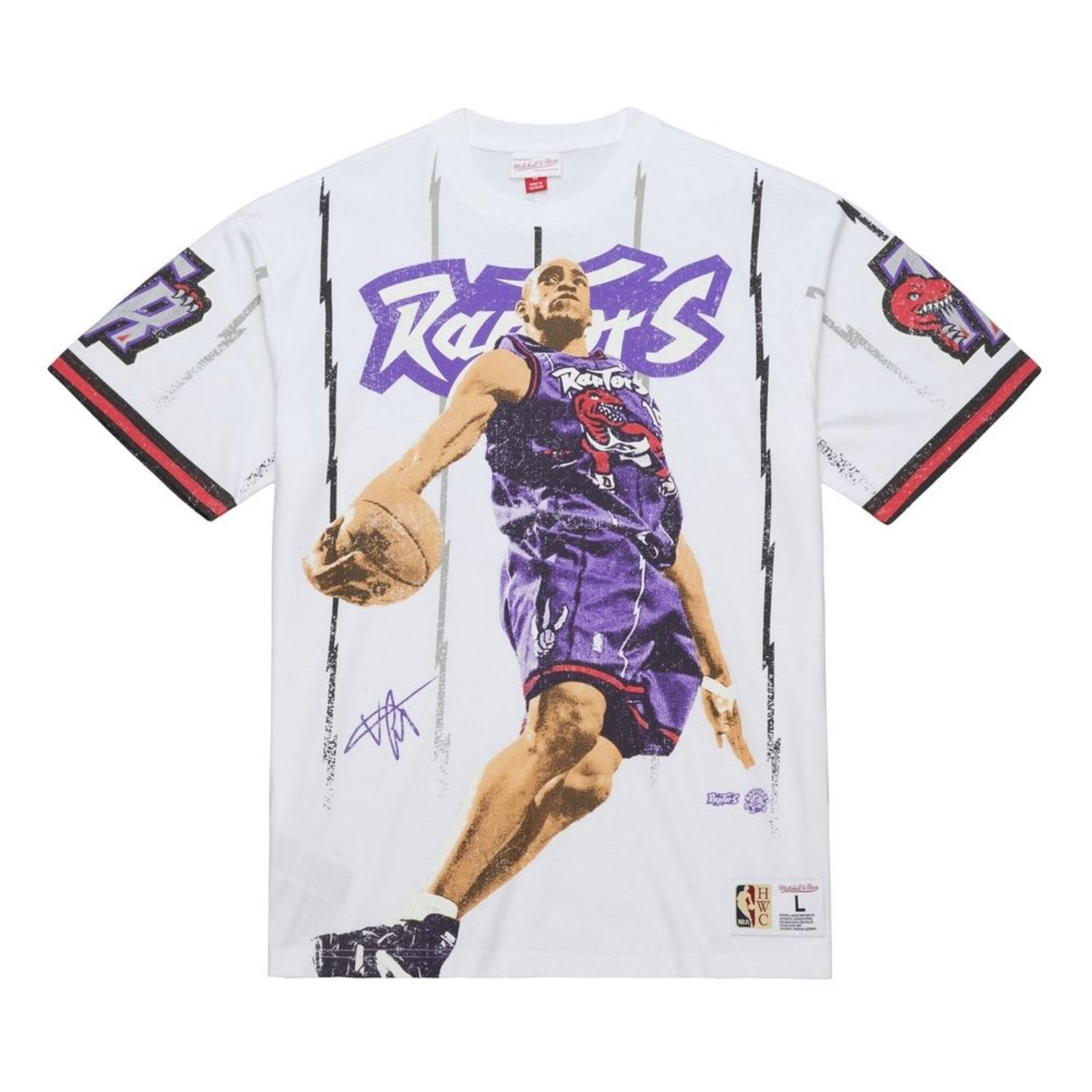 Mitchell & Ness NBA Playmaker Vintage Logo Raptors Vince Carter Player Tee - Pánské - Triko Mitchell & Ness - Bílé - FC11151-TRAWHIT - Velikost: M