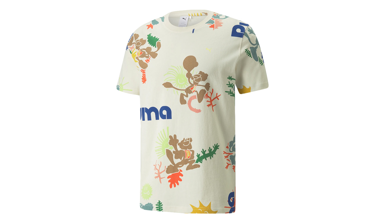 Puma Adventure Planet Printed Men's Tee - Pánské - Triko Puma - Bílé - 533487_65 - Velikost: M