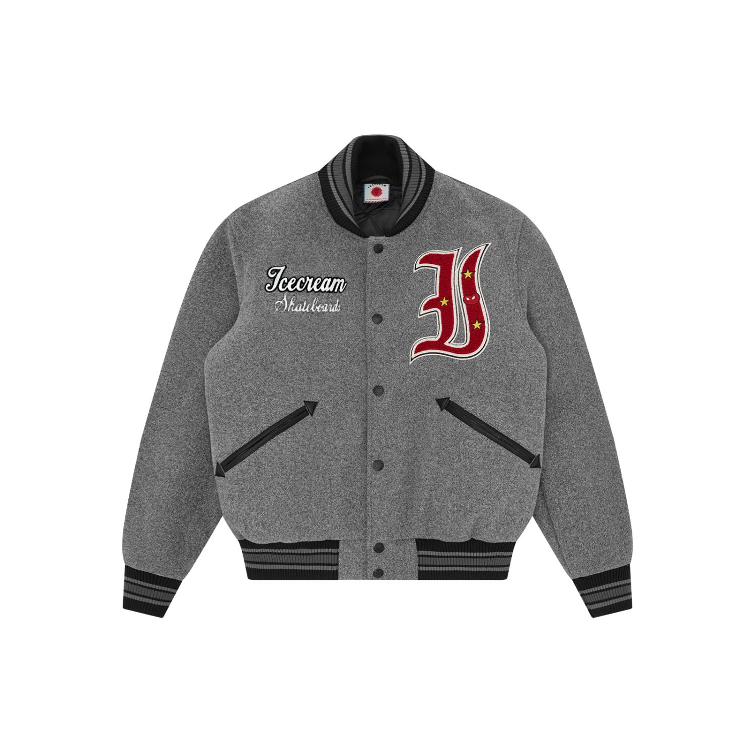 ICECREAM Mascot Varsity Jacket - Pánské - Bunda ICECREAM - Šedé - IC25402 - Velikost: S