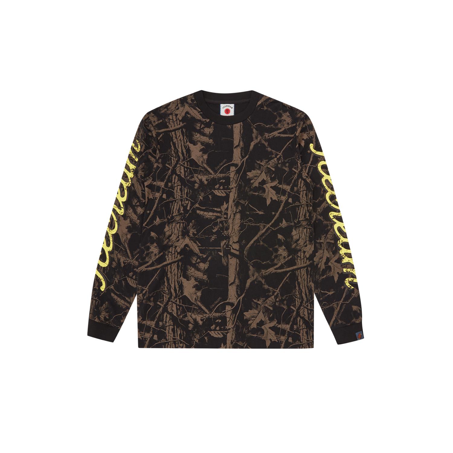 ICECREAM Tree Camo Long-Sleeve T-Shirt - Pánské - Triko ICECREAM - Černé - IC26139-BLACK - Velikost: XS