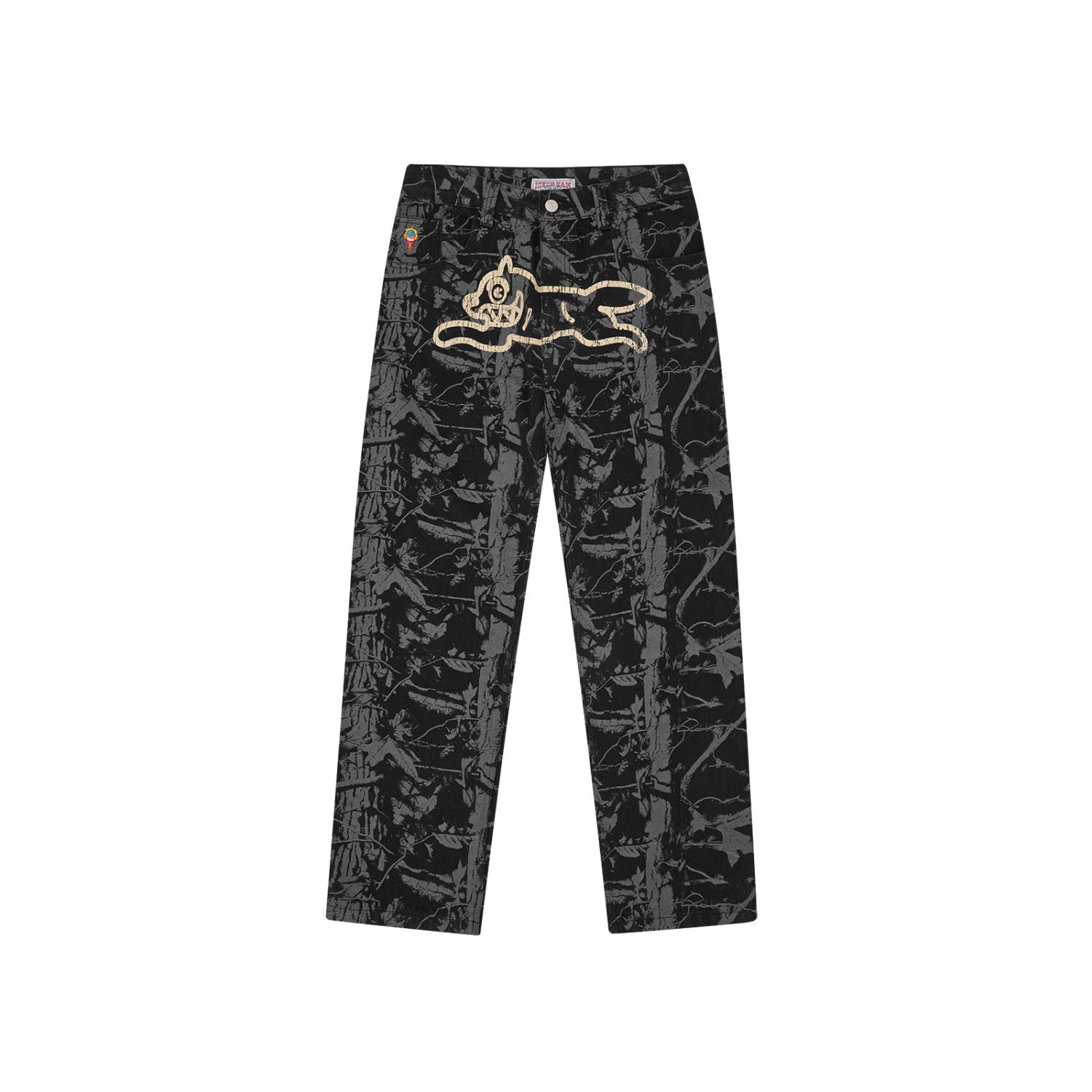 ICECREAM Tree Camo Double Scoop Denim Pants - Pánské - Kalhoty ICECREAM - Černé - IC26167-BLACK - Velikost: 32