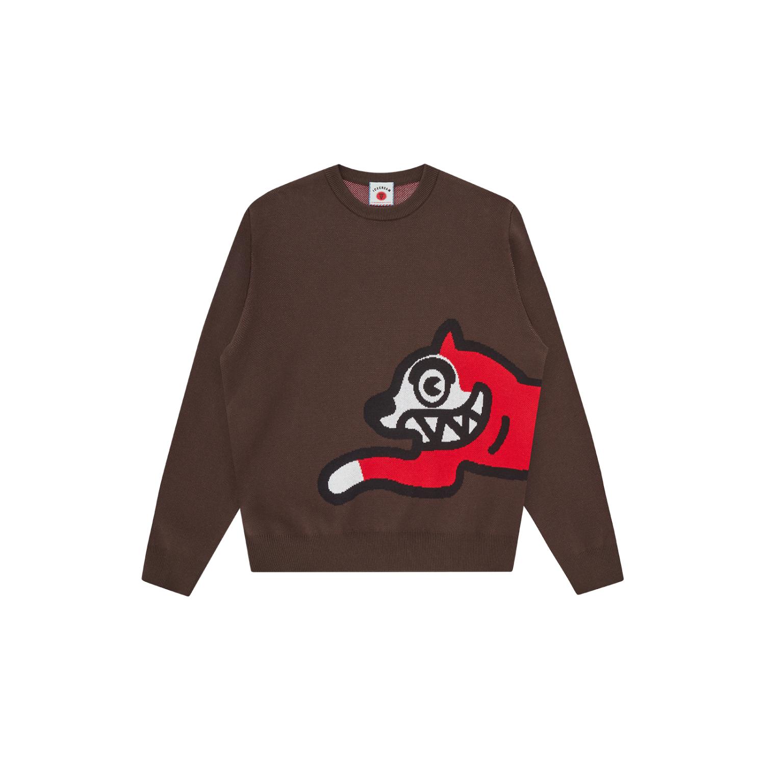 ICECREAM Running Dog Knitted Crewneck - Pánské - Mikina ICECREAM - Hnědé - IC26174-BROWN - Velikost: S
